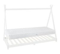 ML-Design Lit d'Enfants Tipi 90x200 cm Blanc avec Matelas à Mousse Froide, H:16 cm, Housse