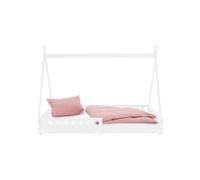 ML-Design Lit d'Enfants Tipi 90x200 cm Blanc avec Protection Antichutes et Sommier à