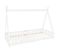 ML-Design Lit d'Enfants Tipi 90x200 cm Blanc avec Protection Antichutes et Sommier à