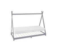 ML-Design Lit d'Enfants Tipi 90x200 cm Gris Clair avec Matelas à Mousse Froide, H:16 cm,