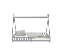 ML-Design Lit d'Enfants Tipi 90x200 cm Gris Clair avec Protection Antichutes et Sommier à