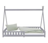 ML-Design Lit d'Enfants Tipi 90x200 cm Gris Clair avec Protection Antichutes et Sommier à Gris G