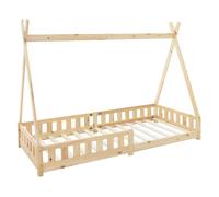 ML-Design Lit d'Enfants Tipi 90x200 cm Naturel avec Protection Antichutes et Sommier à Lattes, Bois de Pin