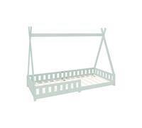 ML-Design Lit d'Enfants Tipi 90x200 cm Vert Menthe avec Protection Antichutes et Sommier à