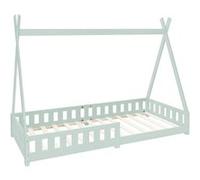 ML-Design Lit d'Enfants Tipi 90x200 cm Vert Menthe avec Protection Antichutes et Sommier à