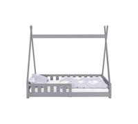 ML-Design Lit d'Enfants Tipi Gris Clair avec Protection Contre les Chutes en Bois de Pin
