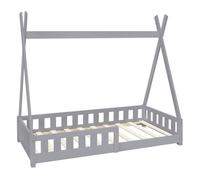 ML-Design Lit d'Enfants Tipi Gris Clair avec Protection Contre les Chutes en Bois de Pin Massif 80x160 cm Sommier á Lattes