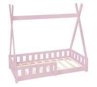 ML-Design Lit d'Enfants Tipi Rose avec Protection Contre les Chutes en Bois de Pin Massif