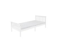 ML-Design Lit en Bois de Pin Massif 90x200 cm Blanc avec Matelas à Mousse Froide, H:16 cm,