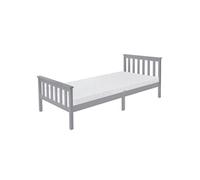 ML-Design Lit en Bois de Pin Massif 90x200 cm Gris Clair avec Matelas à Mousse Froide, H:16 cm, Housse Amovible, Sommier à Lattes d'Intérieur, Simple