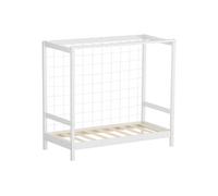 ML-Design Lit d'enfant But de Foot, 70x140 cm, Blanc, en Bois de Pin Massif, avec Sommier à Lattes & Cage de Football, Matériel de Montage Inclus, Cadre de Lit pour Garçons et Filles Adolescent