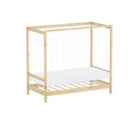 ML-Design Lit Enfant But de Football Handball 80x160 cm avec Matelas, Naturel, en Bois