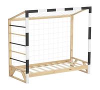 ML-Design Lit Enfant But de Football Handball, 80x160 cm, en Bois Massif, avec Sommier à Lattes, Échelle d'escalade et Filet, sans Matelas, Couchage Fille Garçon Chambre à Coucher, Thème Sport