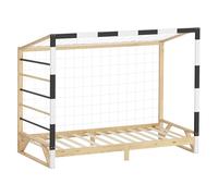 ML-Design Lit Enfant But de Football Handball, 90x200 cm, en Bois Massif, avec Sommier à Lattes, Échelle d'escalade et Filet, sans Matelas, Couchage Fille Garçon Chambre à Coucher, Thème Sport
