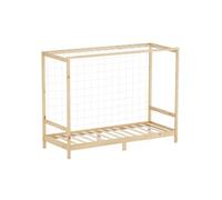 ML-Design Lit d'enfant But de Foot, 90x200 cm, Naturel (Beige), en Bois de Pin, avec Sommier à Lattes & Cage de Football, Matériel de Montage Inclus, Cadre de Lit pour Garçons et Filles Adolescent