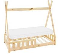 ML-Design Lit Enfant Tipi 70x140 cm Naturel avec Matelas à Mousse Froide Polyester, Housse