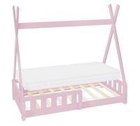 ML-Design Lit Enfant Tipi 70x140 cm Rose avec Matelas à Mousse Froide Polyester, Housse Amovible, Sommier à Lattes, Anti-Chute, Lit