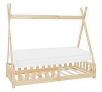 ML-Design Lit enfant Tipi 80x160 cm Naturel – Matelas à mousse froide polyester, housse amovible