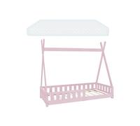 ML-Design Lit Enfant Tipi 80x160 cm Rose avec Matelas à Mousse Froide Polyester, Housse