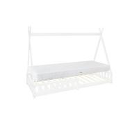 ML-Design Lit Enfant Tipi 90x200 cm Blanc avec Matelas à Mousse Froide, H:16 cm, Housse