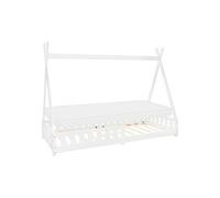 ML-Design Lit Enfant Tipi 90x200 cm Blanc avec Matelas à Mousse Froide Polyester, H:10 cm,