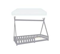 ML-Design Lit Enfant Tipi 90x200 cm Gris Clair avec Matelas à Mousse Froide Polyester, Gris clair