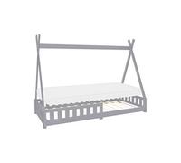 ML-Design Lit Enfant Tipi 90x200 cm Gris Clair avec Matelas à Mousse Froide Polyester, Gris clair