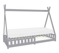 ML-Design Lit Enfant Tipi 90x200 cm Gris Clair avec Matelas à Mousse Froide Polyester, Gris clair