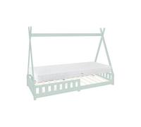 ML-Design Lit Enfant Tipi 90x200 cm Menthe avec Matelas à Mousse Froide, H:16 cm, Housse