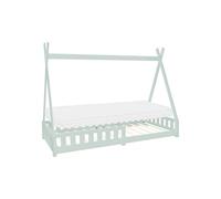 ML-Design Lit Enfant Tipi 90x200 cm Menthe avec Matelas à Mousse Froide Polyester, H:10