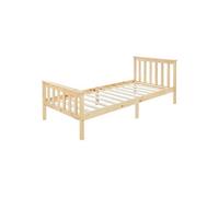 ML-Design Lit Simple 90x200 cm avec Cadre de Lit et Sommier à Lattes, en Bois de Pin