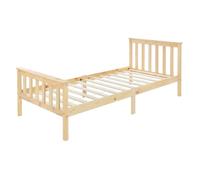 ML-Design Lit simple 90x200 cm – Cadre et sommier à lattes en pin massif naturel, tête et pieds