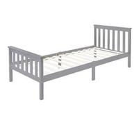 ML-Design Lit Simple 90x200 cm avec Cadre et Sommier à Lattes, Bois de Pin Massif Gris Clair, avec Tête et Pieds, Construction Solide et Robuste, Mobilier pour Enfants, Adultes ou Invité Hellgrau G