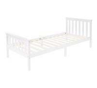 ML-Design Lit Simple 90x200 cm avec Cadre et Sommier à Lattes, en Bois de Pin Massif Blanc, avec Tête et Pieds, Construction Solide et Robuste, Mobilier pour Enfants, Adultes ou Invité Weiß G