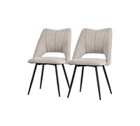 ML-Design Lot 2 Chaises Salle à Manger Beige Tissu avec Pied Métal Noir Dossier Cuisine