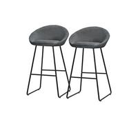 ML-Design Lot 2 Tabourets de Bar en Tissu Anthracite, H 75 cm, Chaises de Comptoir Rembourrées, avec Dossier et Repose-Pieds, Piètement Métal Robuste, Sièges Hauts Confortables Cuisine Îlot Bistrot