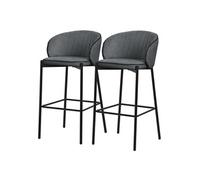 ML-Design Lot 2 Tabourets de Bar en Tissu Anthracite, H 76 cm, Chaises de Comptoir