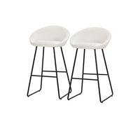 ML-Design Lot 2 Tabourets de Bar en Tissu Beige, Hauteur 75 cm, Chaises de Comptoir Rembourrées, avec Dossier et Repose-Pieds, Piètement Métal Robuste, Sièges Hauts Confortables Cuisine Îlot Bistrot