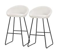 ML-Design Lot 2 Tabourets de Bar en Tissu Beige, Hauteur 75 cm, Chaises de Comptoir Rembourrées, avec Dossier et Repose-Pieds, Piètement Métal Robuste, Sièges Hauts Confortables Cuisine Îlot Bistrot