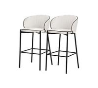 ML-Design Lot 2 Tabourets de Bar en Tissu Beige, Hauteur 76 cm, Chaises de Comptoir