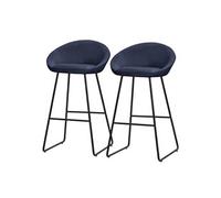 ML-Design Lot 2 Tabourets de Bar en Tissu Bleu Foncé, H 75 cm, Chaises de Comptoir Rembourrées, avec Dossier et Repose-Pieds, Piètement Métal Robuste, Sièges Hauts Confortables Cuisine Îlot Bistrot