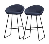 ML-Design Lot 2 Tabourets de Bar en Tissu Bleu Foncé, H 75 cm, Chaises de Comptoir Rembourrées, avec Dossier et Repose-Pieds, Piètement Métal Robuste, Sièges Hauts Confortables Cuisine Îlot Bistrot