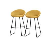 ML-Design Lot 2 Tabourets de Bar en Tissu Moutarde, H 75 cm, Chaises de Comptoir Rembourrées, avec Dossier et Repose-Pieds, Piètement Métal Robuste, Sièges Hauts Confortables Cuisine Îlot Bistrot