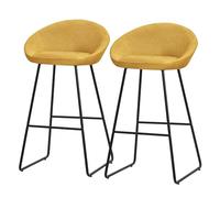 ML-Design Lot 2 Tabourets de Bar en Tissu Moutarde, H 75 cm, Chaises de Comptoir Rembourrées, avec Dossier et Repose-Pieds, Piètement Métal Robuste, Sièges Hauts Confortables Cuisine Îlot Bistrot