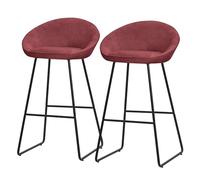 ML-Design Lot 2 Tabourets de Bar en Tissu Rouge, Hauteur 75 cm, Chaises de Comptoir Rembourrées, avec Dossier et Repose-Pieds, Piètement Métal Robuste, Sièges Hauts Confortables Cuisine Îlot Bistrot