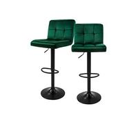 ML-Design Lot 2 Tabourets de Bar Vert en Velours Rembourré avec Dossier Repose Pied Chaise