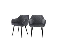 ML-Design Lot 2x Chaises de Salle à Manger - Anthracite - Style Rétro - Dossier/Accoudoirs