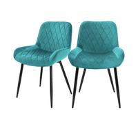 ML-Design Lot 2x Chaises de Salle à Manger Turquoise Style Moderne/Retro Dossier et Accoudoirs Rembourrée Aspect Velours Pieds en