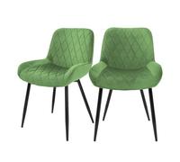 ML-Design Lot 2x Chaises de Salle à Manger Vert Style Moderne/Retro Dossier et Accoudoirs Rembourrée Aspect Velours Pieds en