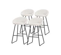 ML-Design Lot 4 Tabourets de Bar en Tissu Beige, Hauteur 75 cm, Chaises de Comptoir Rembourrées, avec Dossier et Repose-Pieds, Piètement Métal Robuste, Sièges Hauts Confortables Cuisine Îlot Bistrot